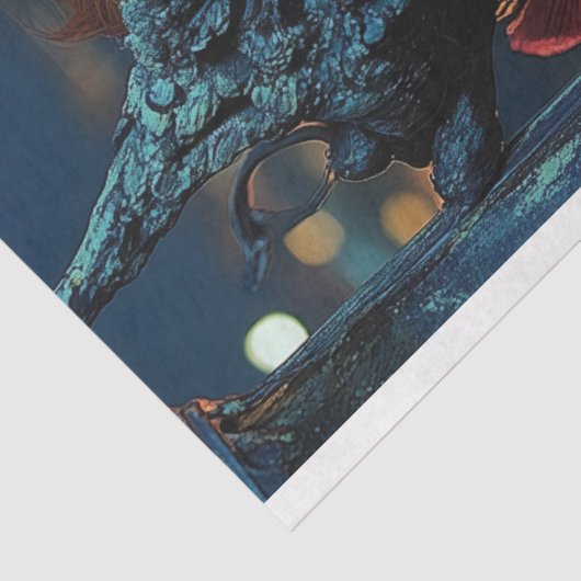 Dark Fantasy Gothic Blue Gargoyle Decoupage Tissuepapier (Detail)