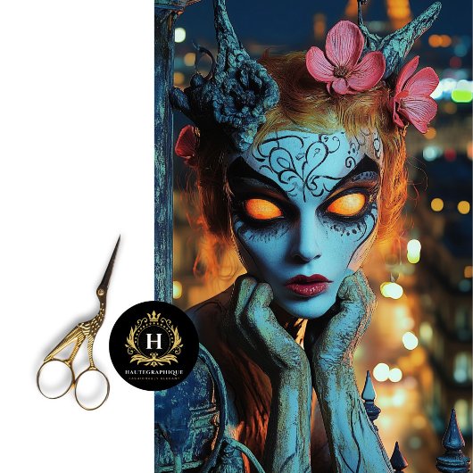 Dark Fantasy Gothic Blue Gargoyle Decoupage Tissuepapier