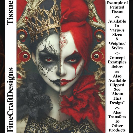 Dark Fantasy Gothic Queen Art DA4L Decoupage Tissuepapier