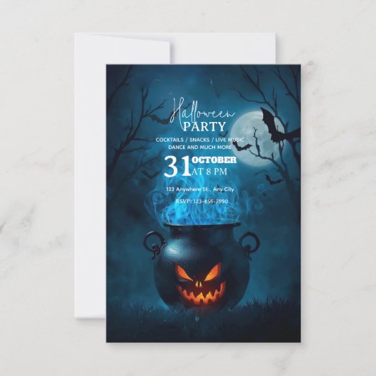 Dark Fantasy Halloween Party Invitation – Editable Kaart (Voorkant)