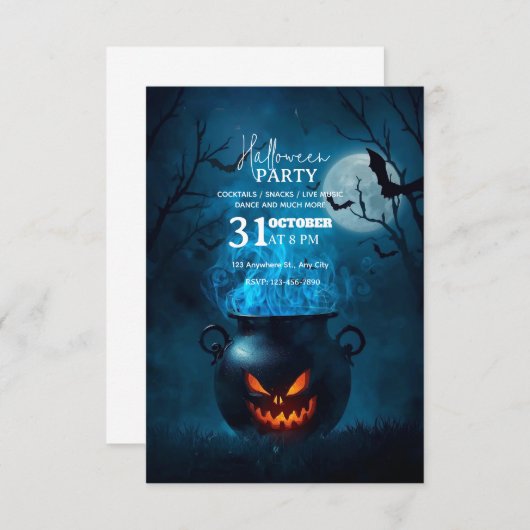 Dark Fantasy Halloween Party Invitation – Editable Kaart (Voorkant / Achterkant)