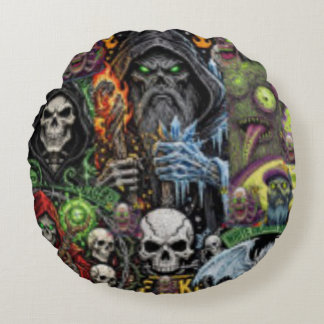 Dark Fantasy Horror Collage Throw Pillow | Sorcere Rond Kussen