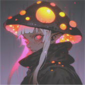 Dark Fantasy Mushroom Elf Anime Girl Sticker (Voorkant)