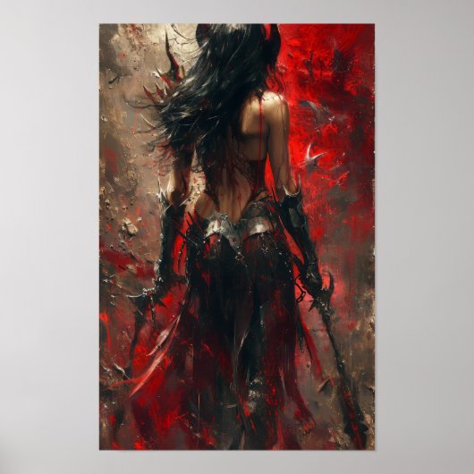 Dark Fantasy Necromancer Poster met Mystic Weapon (Voorkant)
