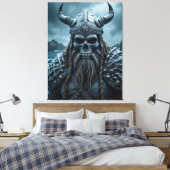 Dark Fantasy Norse Viking Poster met HornedHelmet Canvas Afdruk (Insitu (Slaapkamer))
