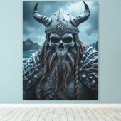 Dark Fantasy Norse Viking Poster met HornedHelmet Canvas Afdruk (Insitu (Houten vloer))