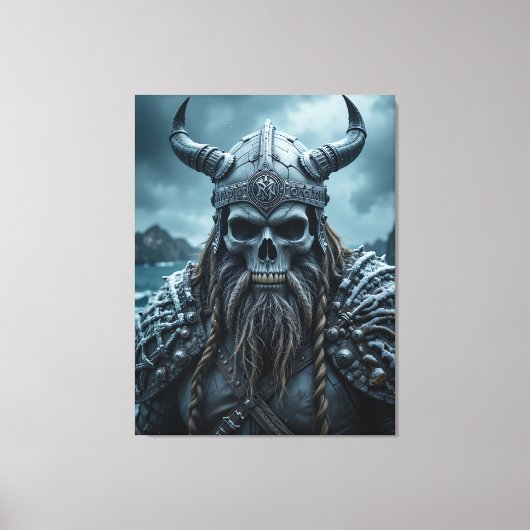 Dark Fantasy Norse Viking Poster met HornedHelmet Canvas Afdruk (Voorkant)