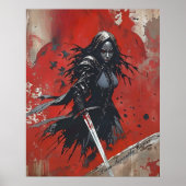 Dark Fantasy Warrior Poster - Gotisch Vrouw Ridder (Voorkant)