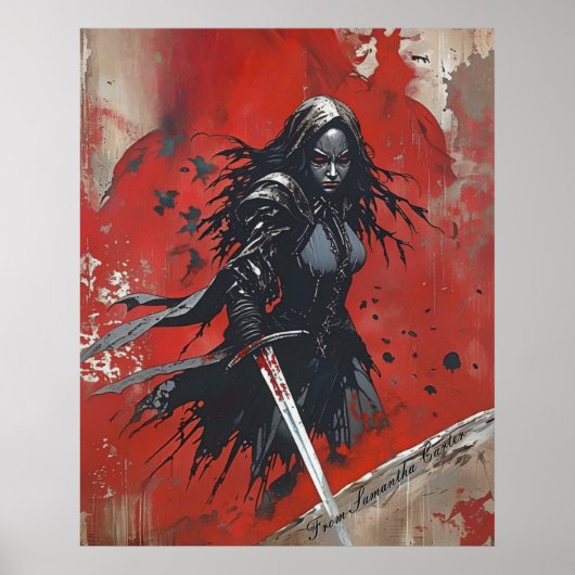 Dark Fantasy Warrior Poster - Gotisch Vrouw Ridder (Voorkant)