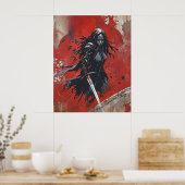 Dark Fantasy Warrior Poster - Gotisch Vrouw Ridder (Keuken)