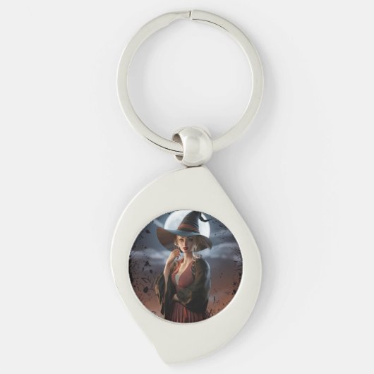 Dark Fantasy Witch Onderzetter Sleutelhanger (Voorkant)
