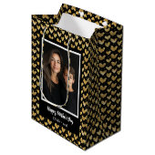 Dark Faux Golden Folie Hearts Moederdag Medium Cadeauzakje (Voorkant Gekanteld)