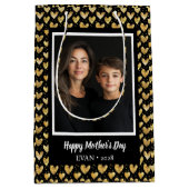 Dark Faux Golden Folie Hearts Moederdag Medium Cadeauzakje (Voorkant)