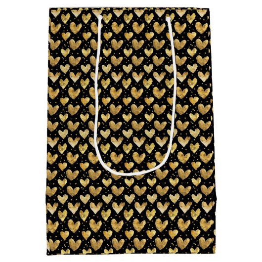 Dark Faux Golden Folie Hearts Moederdag Medium Cadeauzakje (Achterkant)
