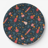 Dark Festive Mixed Candles Holiday Pattern Plates Papieren Bordje (Voorkant)