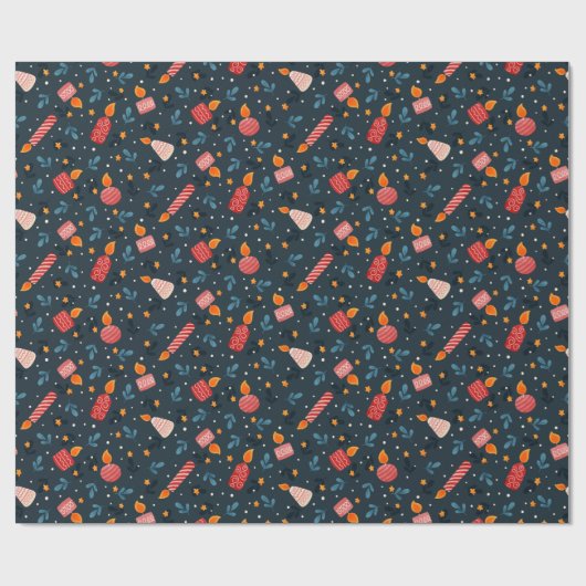 Dark Festive Mixed Candles Holiday wrapping Paper Cadeaupapier (Vlak)