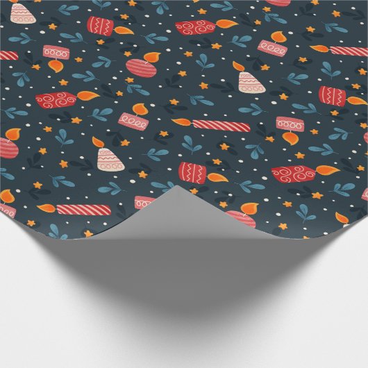 Dark Festive Mixed Candles Holiday wrapping Paper Cadeaupapier (Hoek)