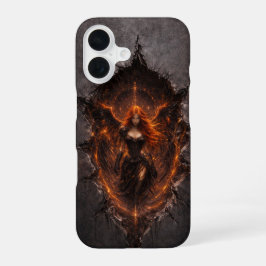 Dark Fire Angel iPhone 16 Case  Gothic Fantasy Art Hoesje