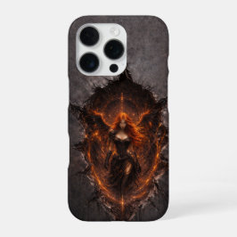 Dark Fire Angel iPhone 16 Pro Case Gothic Fantasy Hoesje