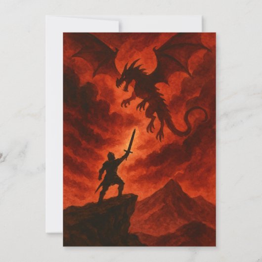 Dark Fire Dragon Birthday Kaart (Achterkant)