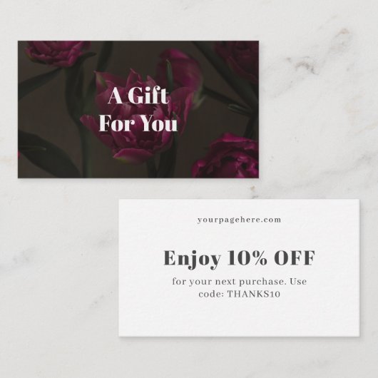 Dark floral aesthetic kortingskaartje (Voorkant / Achterkant)