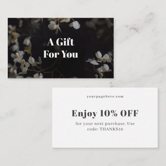 Dark floral aesthetic kortingskaartje (Voorkant / Achterkant)