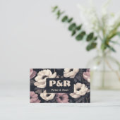 Dark Floral Anemone Florist Business Card Visitekaartje (Staand voorkant)