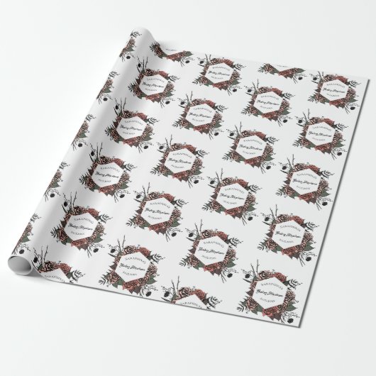  Dark Floral Baby shower Cadeaupapier (Uitgerold)