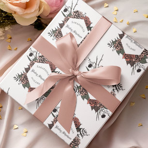  Dark Floral Baby shower Cadeaupapier