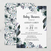 Dark Floral Baby shower Invitation Kaart (Voorkant / Achterkant)