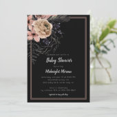 Dark Floral Baby shower Invitation Kaart (Staand voorkant)