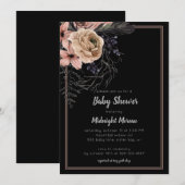 Dark Floral Baby shower Invitation Kaart (Voorkant / Achterkant)