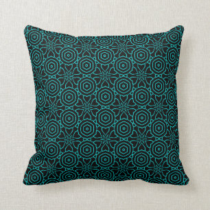 Dark Floral batik turquoise arabesque patroon Kussen