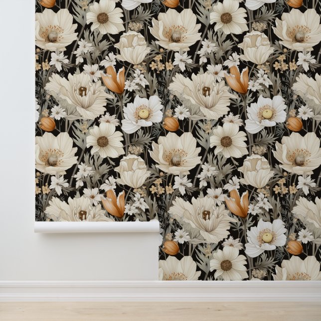 Dark Floral Behang (Applicatie)