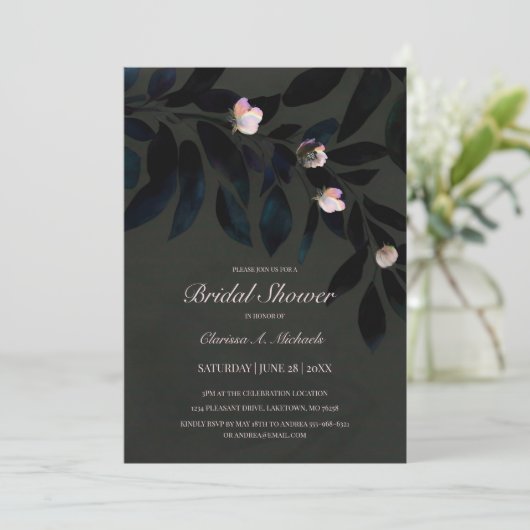 Dark Floral Boho Gray Gothic laat Vrijgezellenfees Kaart (Staand voorkant)