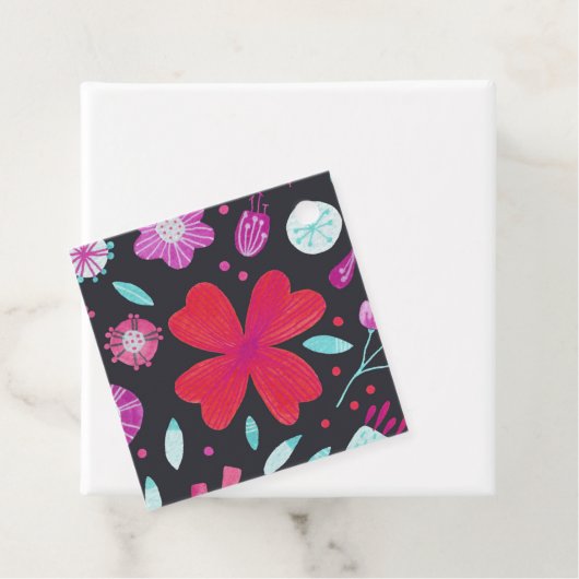 Dark Floral Boho Waterverf Bedankjes Labels (In situ)