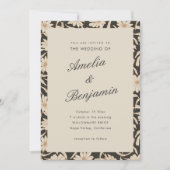 Dark Floral Botanical Black Ivory Wedding Kaart (Voorkant)