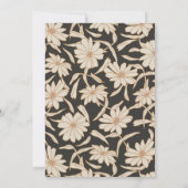 Dark Floral Botanical Black Ivory Wedding Kaart (Achterkant)