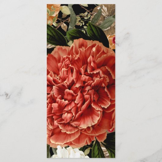 Dark Floral Botanical Elegant Romantic Wedding Menu (Achterkant)