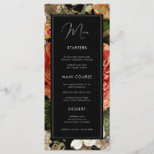 Dark Floral Botanical Elegant Romantic Wedding Menu (Voorkant)