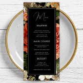 Dark Floral Botanical Elegant Romantic Wedding Menu