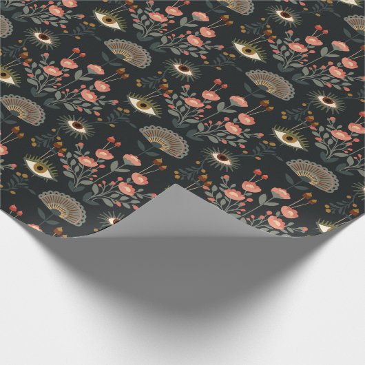Dark Floral Botanical Romantasy Eye Cadeaupapier (Hoek)