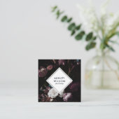 Dark Floral Bouquet Elegant Modern Vierkante Visitekaartje (Staand voorkant)
