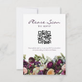 Dark Floral bruiloft QR Code RSVP Card (Voorkant)