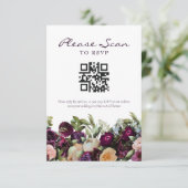Dark Floral bruiloft QR Code RSVP Card (Staand voorkant)