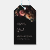 Dark Floral Chrysanthemum Wedding Thank You Cadeaulabel (Achterkant)
