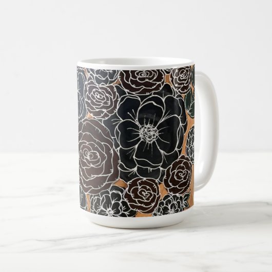 Dark Floral Coffee Mok (Voorkant rechts)