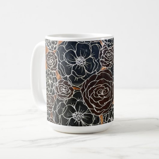 Dark Floral Coffee Mok (Voorkant links)