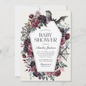 Dark Floral Coffin Halloween Baby shower Kaart (Voorkant)