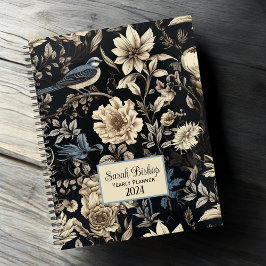 Dark Floral Custom Jaarlijkse Planner Hardcover